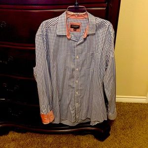 Mens Johnston & Murphy long sleeve button down dress shirt, plaid